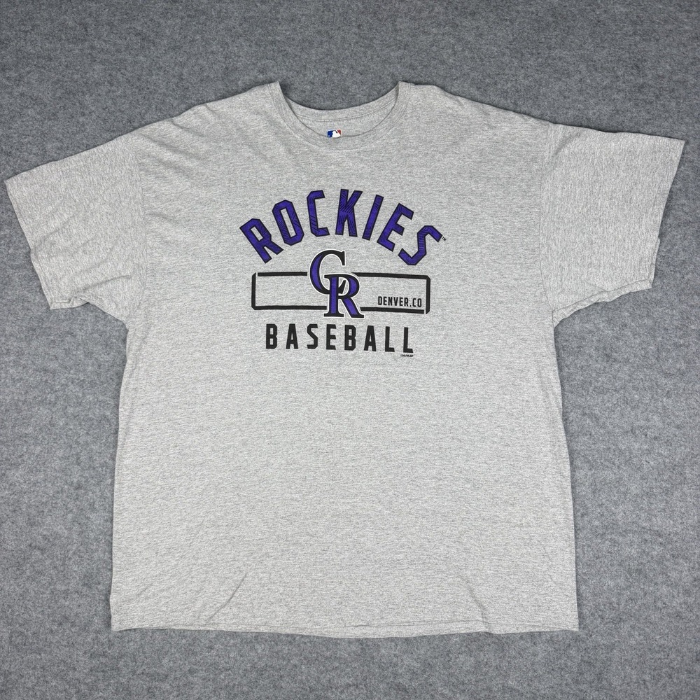 Colorado Rockies MLB Baseball T Shirt Grey Purple Logo Graphic 2XL Vintage
